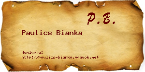 Paulics Bianka névjegykártya